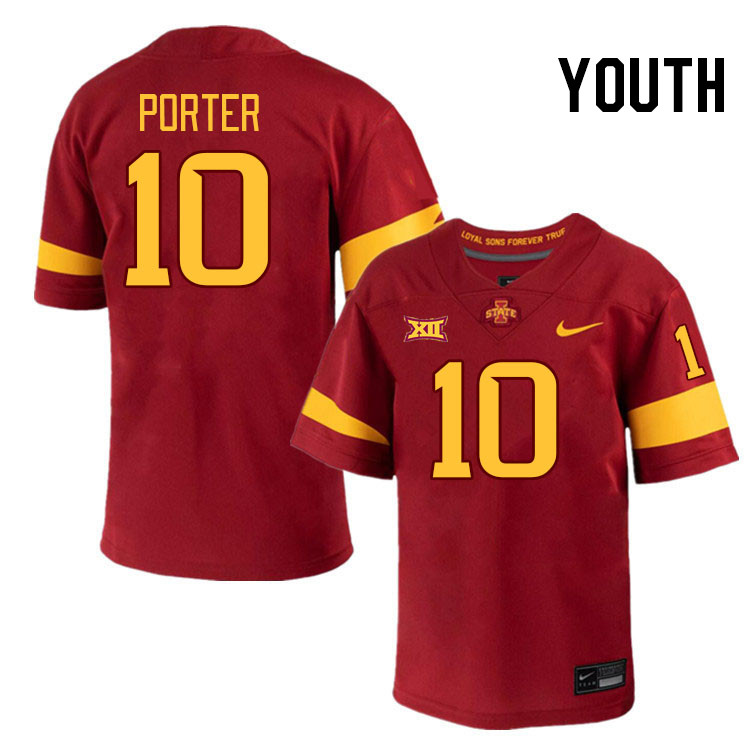 Youth #10 Darien Porter Iowa State Cyclones College Football Jerseys Stitched-Cardinal